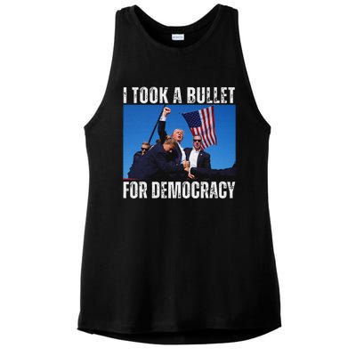 Trump I Took A Bullet For Democracy 2024 Ladies PosiCharge Tri-Blend Wicking Tank