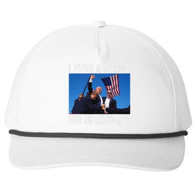 Trump I Took A Bullet For Democracy 2024 Snapback Five-Panel Rope Hat