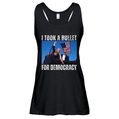 Trump I Took A Bullet For Democracy 2024 Ladies Essential Flowy Tank