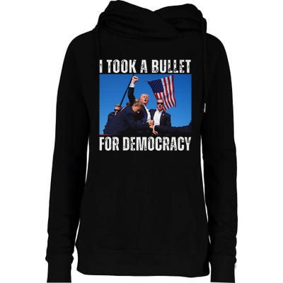 Trump I Took A Bullet For Democracy 2024 Womens Funnel Neck Pullover Hood