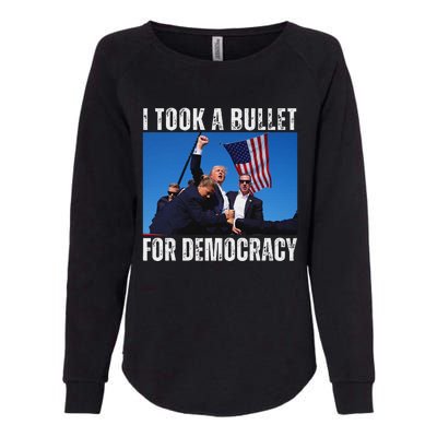 Trump I Took A Bullet For Democracy 2024 Womens California Wash Sweatshirt