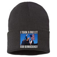 Trump I Took A Bullet For Democracy 2024 Sustainable Knit Beanie