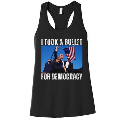 Trump I Took A Bullet For Democracy 2024 Women's Racerback Tank