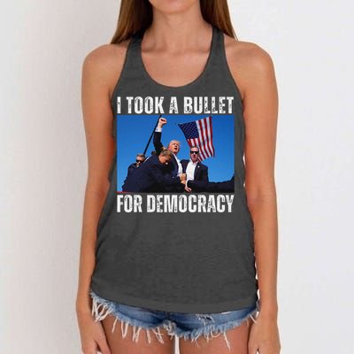 Trump I Took A Bullet For Democracy 2024 Women's Knotted Racerback Tank