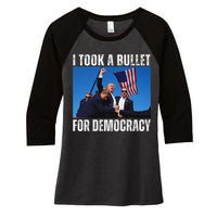 Trump I Took A Bullet For Democracy 2024 Women's Tri-Blend 3/4-Sleeve Raglan Shirt