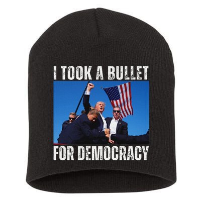 Trump I Took A Bullet For Democracy 2024 Short Acrylic Beanie