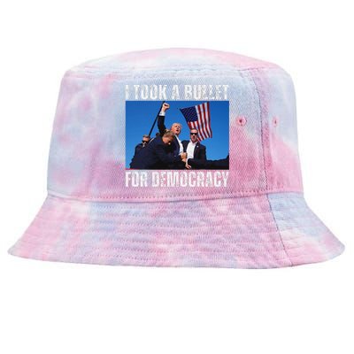 Trump I Took A Bullet For Democracy 2024 Tie-Dyed Bucket Hat