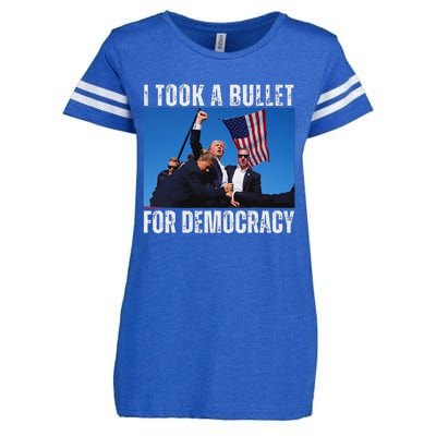 Trump I Took A Bullet For Democracy 2024 Enza Ladies Jersey Football T-Shirt