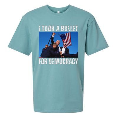 Trump I Took A Bullet For Democracy 2024 Sueded Cloud Jersey T-Shirt