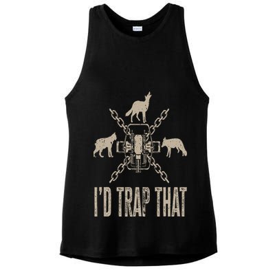 Trapping I'd Trap That Trap Hunting Trapper Ladies PosiCharge Tri-Blend Wicking Tank