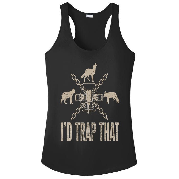 Trapping I'd Trap That Trap Hunting Trapper Ladies PosiCharge Competitor Racerback Tank