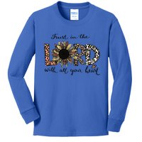 Trust In The Lord Love Christian Sunflower Leopard Jesus Kids Long Sleeve Shirt