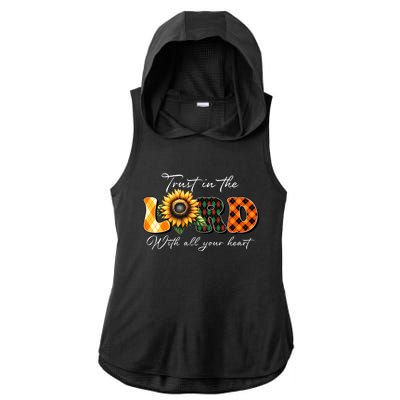 Trust In The Lord With All Your Heart Ladies PosiCharge Tri-Blend Wicking Draft Hoodie Tank