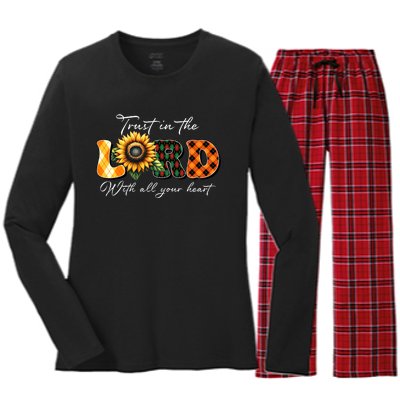 Trust In The Lord With All Your Heart Women's Long Sleeve Flannel Pajama Set 