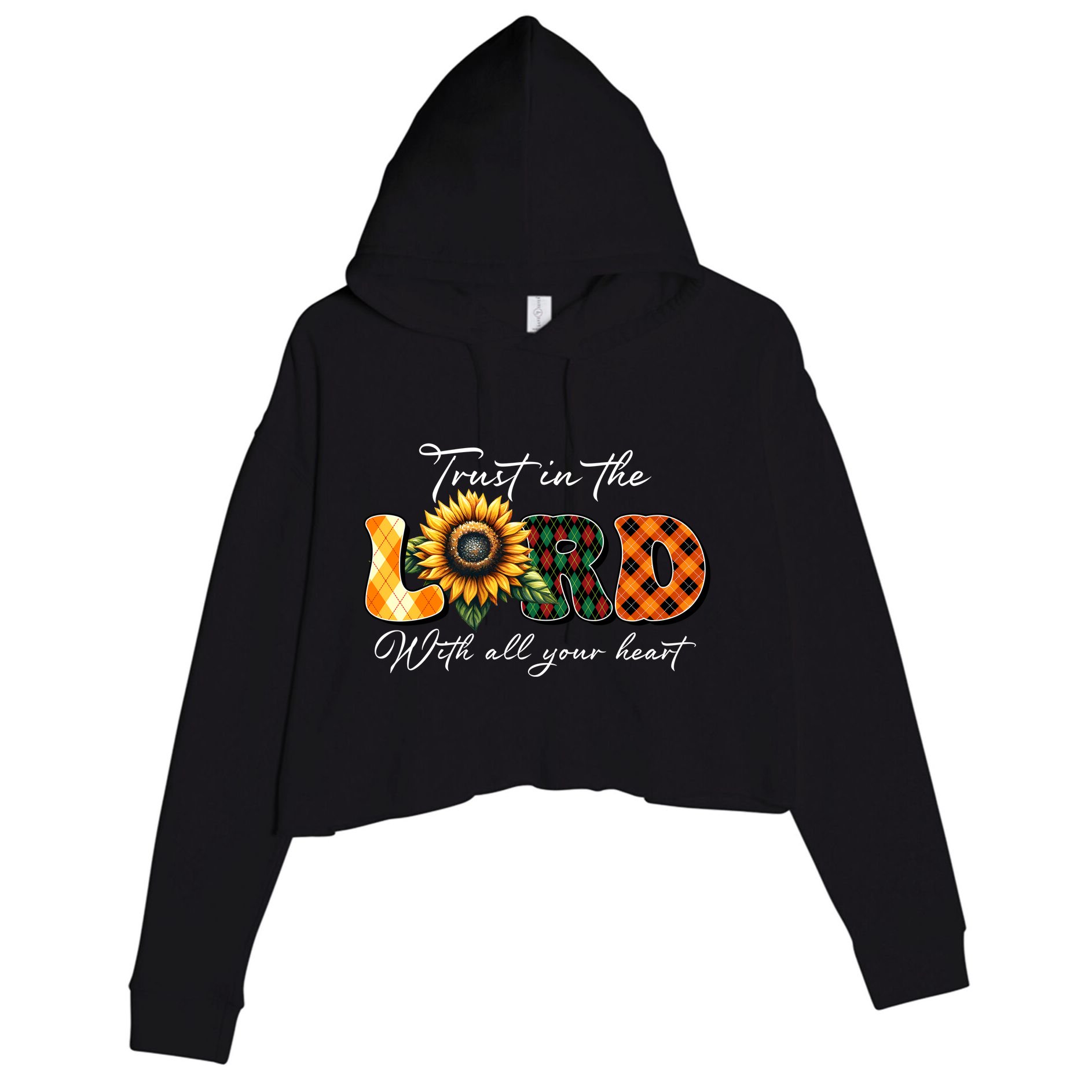 Trust In The Lord With All Your Heart Crop Fleece Hoodie