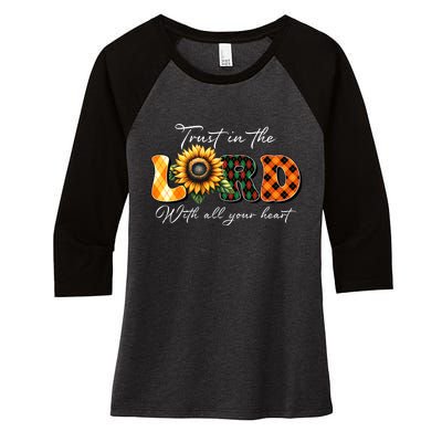 Trust In The Lord With All Your Heart Women's Tri-Blend 3/4-Sleeve Raglan Shirt