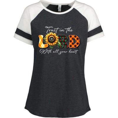 Trust In The Lord With All Your Heart Enza Ladies Jersey Colorblock Tee