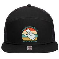 Two In The Thoughts One In The Prayers Funny Shocker 7 Panel Mesh Trucker Snapback Hat