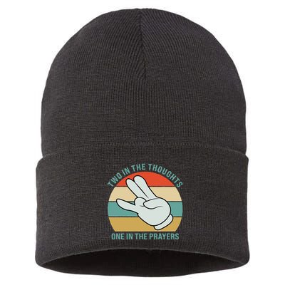 Two In The Thoughts One In The Prayers Funny Shocker Sustainable Knit Beanie