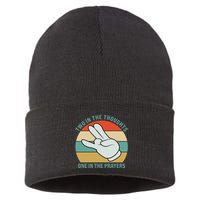 Two In The Thoughts One In The Prayers Funny Shocker Sustainable Knit Beanie