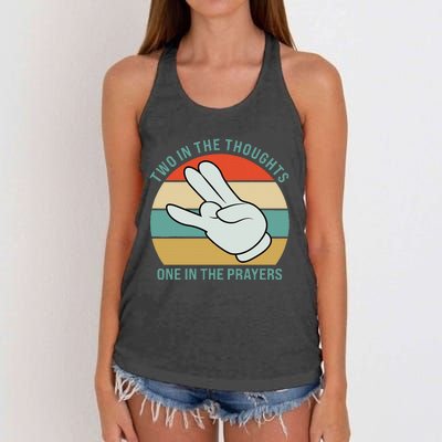 Two In The Thoughts One In The Prayers Funny Shocker Women's Knotted Racerback Tank