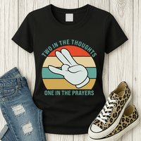 Two In The Thoughts One In The Prayers Funny Shocker Womens T-Shirt