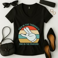 Two In The Thoughts One In The Prayers Funny Shocker Women's V-Neck T-Shirt