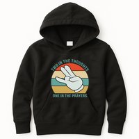 Two In The Thoughts One In The Prayers Funny Shocker Kids Hoodie