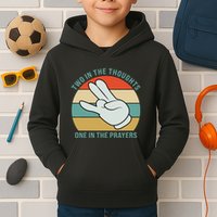 Two In The Thoughts One In The Prayers Funny Shocker Kids Hoodie