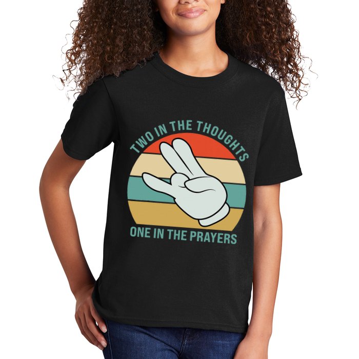 Two In The Thoughts One In The Prayers Funny Shocker Kids T-Shirt