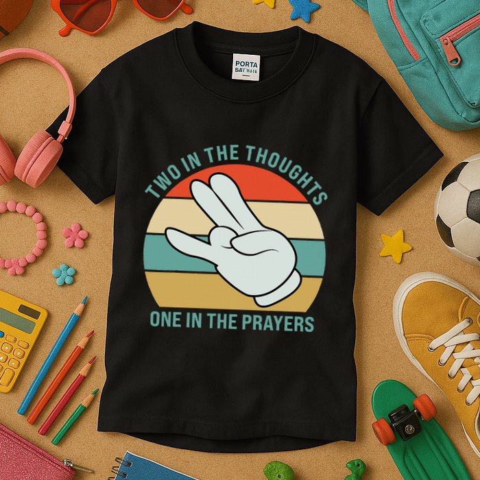 Two In The Thoughts One In The Prayers Funny Shocker Kids T-Shirt