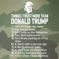 Things I Trust More Than Donald Trump Flint Michigan Tap Water Gas Station Sushi Legacy Tie Dye Trucker Hat