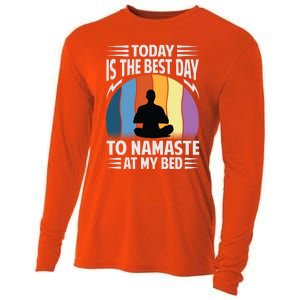 Today Is The Best Day To Namaste At My Bed Funny Gift Funny Yoga Gift Cooling Performance Long Sleeve Crew