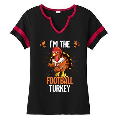 Thanksgiving IM The Football Turkey Ladies Halftime Notch Neck Tee