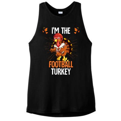 Thanksgiving IM The Football Turkey Ladies PosiCharge Tri-Blend Wicking Tank