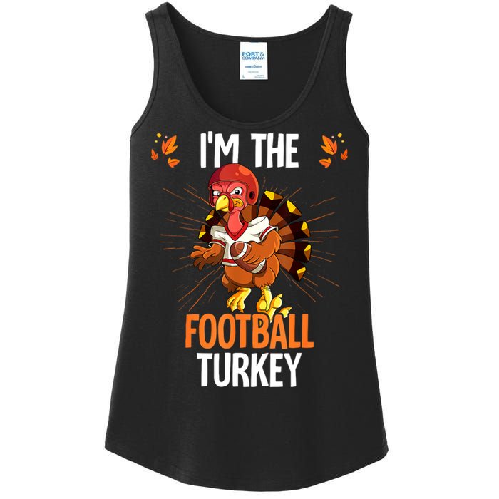 Thanksgiving IM The Football Turkey Ladies Essential Tank