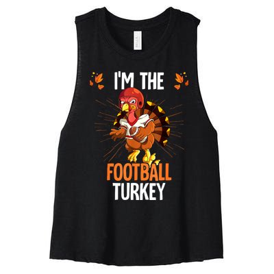 Thanksgiving IM The Football Turkey Women's Racerback Cropped Tank