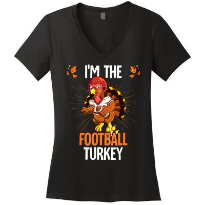 Thanksgiving IM The Football Turkey Women's V-Neck T-Shirt