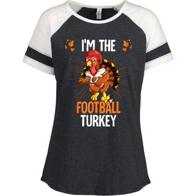 Thanksgiving IM The Football Turkey Enza Ladies Jersey Colorblock Tee