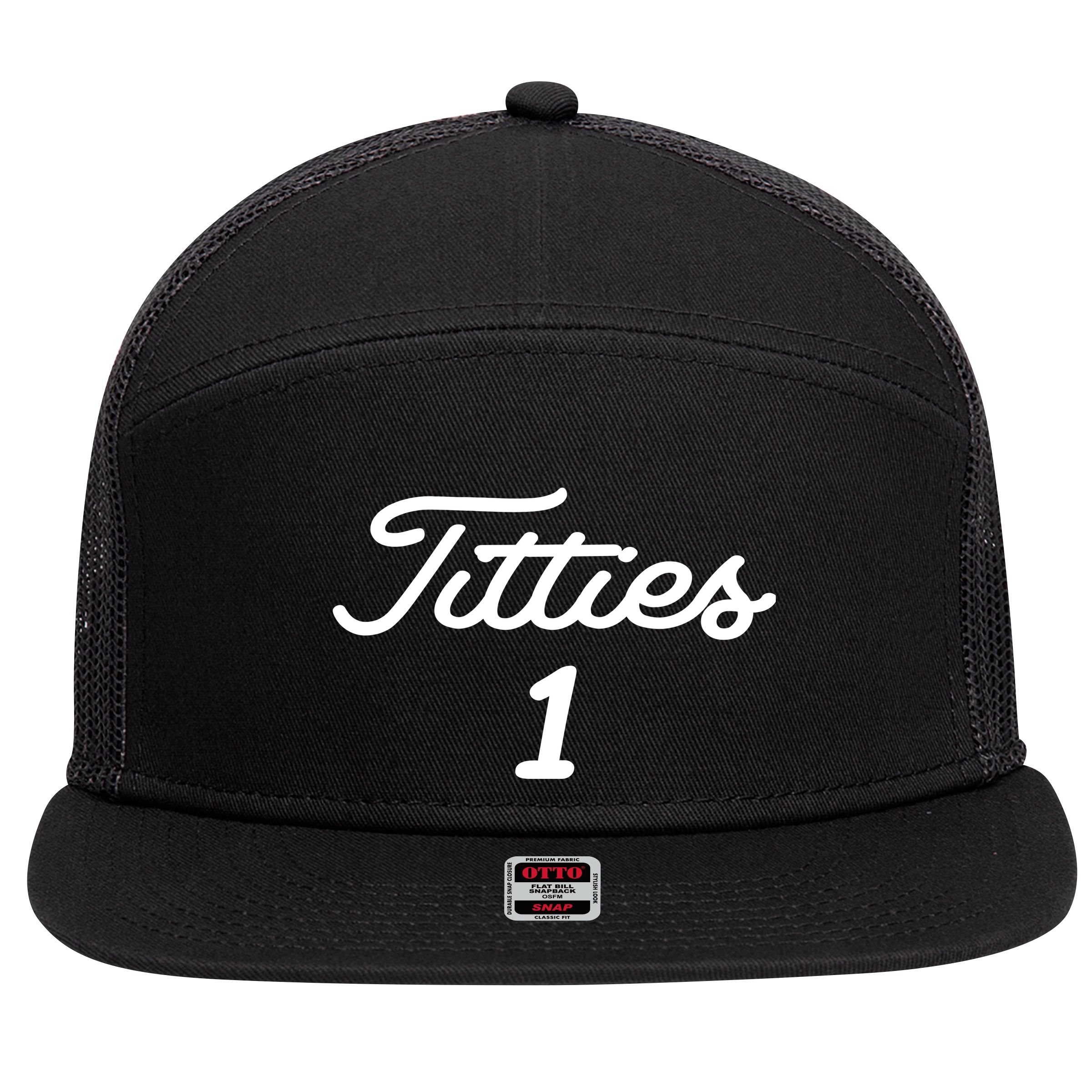 Titties 1 2 3 4 Custom Golf Ball Personalize Matching 7 Panel Mesh Trucker Snapback Hat