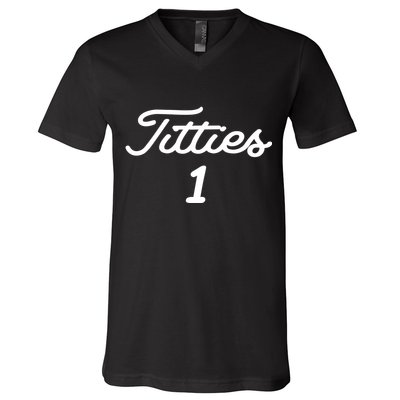 Titties 1 2 3 4 Custom Golf Ball Personalize Matching V-Neck T-Shirt