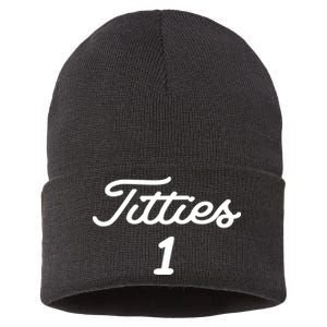 Titties 1 2 3 4 Custom Golf Ball Personalize Matching Sustainable Knit Beanie