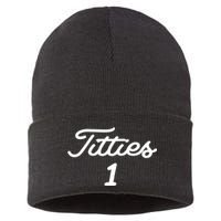 Titties 1 2 3 4 Custom Golf Ball Personalize Matching Sustainable Knit Beanie