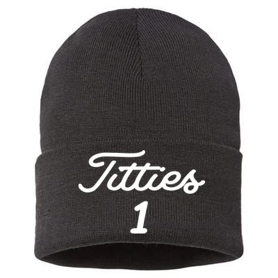 Titties 1 2 3 4 Custom Golf Ball Personalize Matching Sustainable Knit Beanie