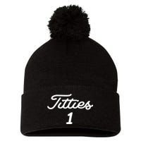 Titties 1 2 3 4 Custom Golf Ball Personalize Matching Pom Pom 12in Knit Beanie