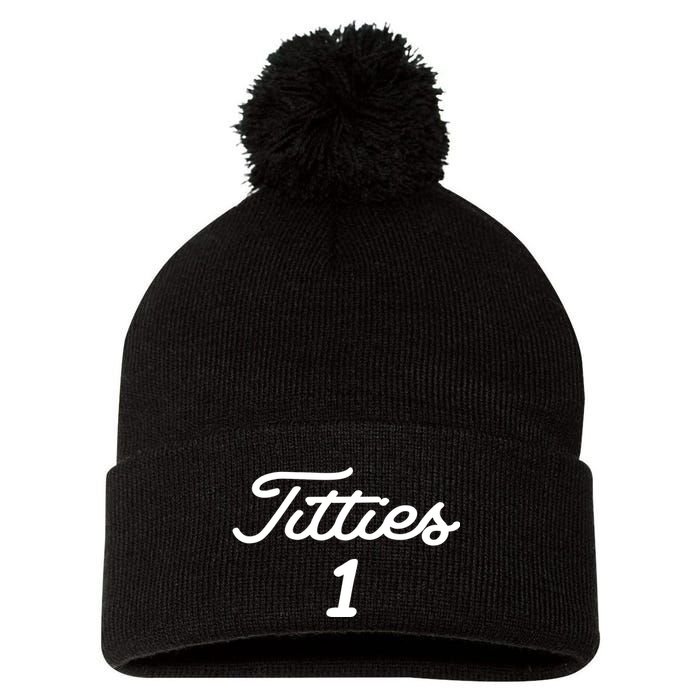 Titties 1 2 3 4 Custom Golf Ball Personalize Matching Pom Pom 12in Knit Beanie