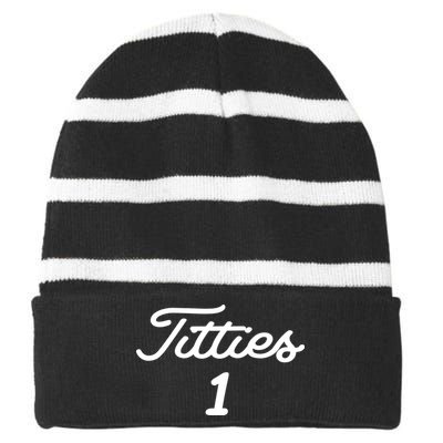 Titties 1 2 3 4 Custom Golf Ball Personalize Matching Striped Beanie with Solid Band