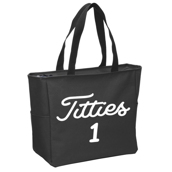 Titties 1 2 3 4 Custom Golf Ball Personalize Matching Zip Tote Bag