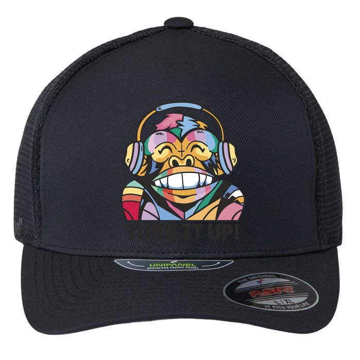 Turn It Up Music Monkey Flexfit Unipanel Trucker Cap