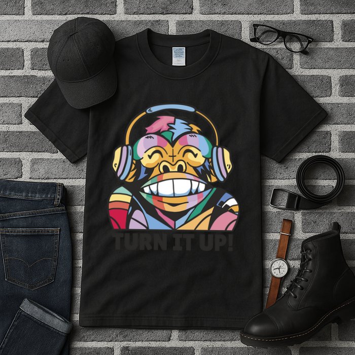 Turn It Up Music Monkey Tall T-Shirt